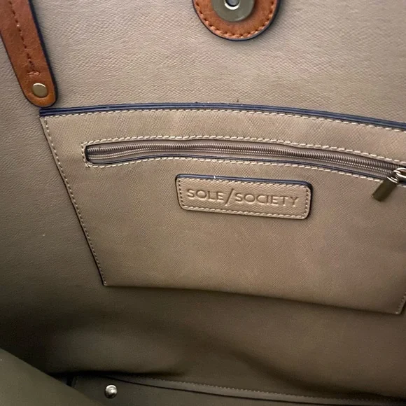 Sole Society Brown Faux Leather Tote Bag - Picture 5 of 10